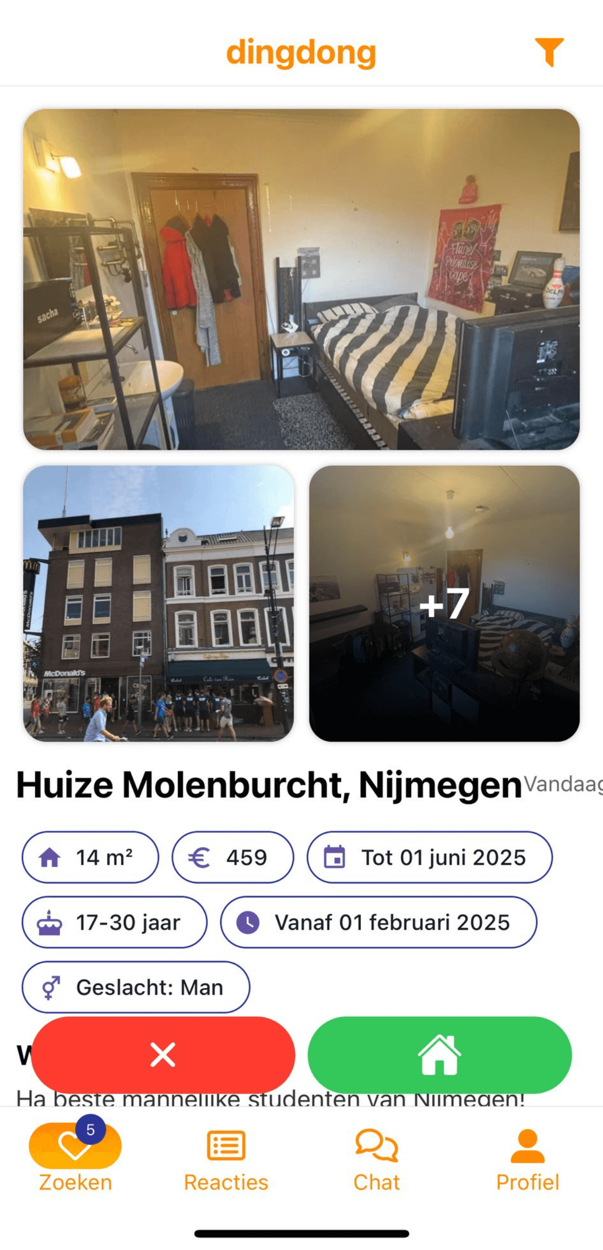 Studentenkamer in Nijmegen